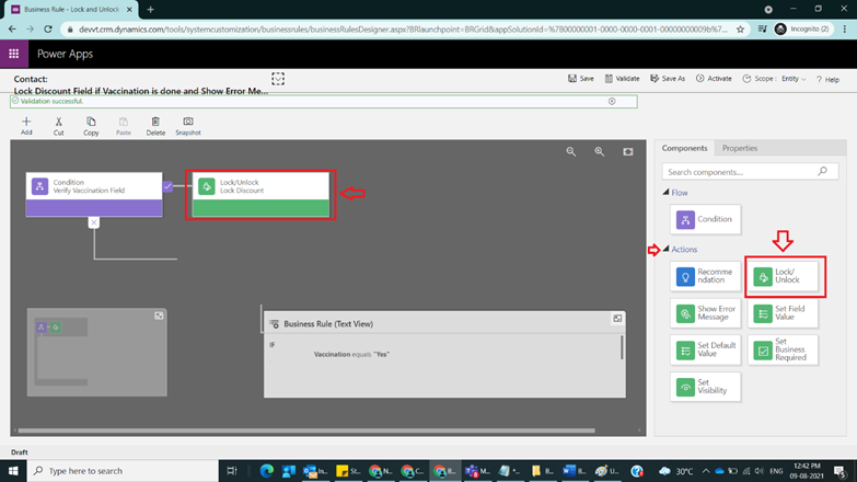 Business Rules with Actions Lock,Unlock and Show Error Message